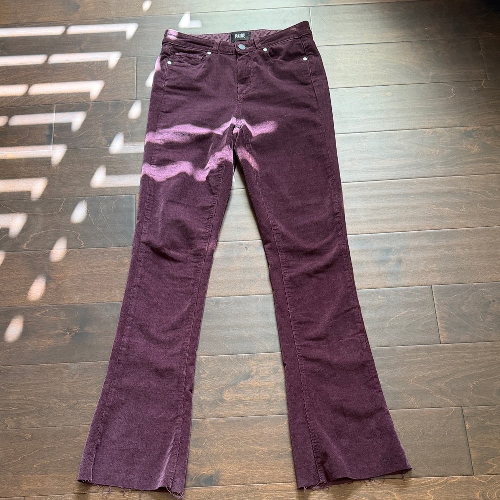 Paige Lou Lou High Rise Corduroy Flare Pants – Purple Plum Size 26